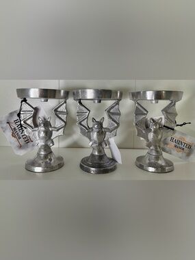 Haunted Manor Bat Candle Pillar Holder - Set of 3 NWT